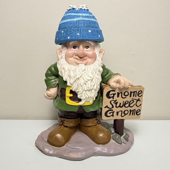 Garden Greater Gnome Sweet Gnome + Winter Hat 10" Outdoor Home Decor - Picture 2 of 13